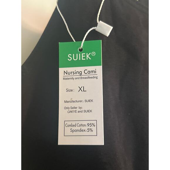 NWT Suiek Black Nursing Cami Adjustable Straps Cotton/Spandex Size XL - Picture 2 of 4
